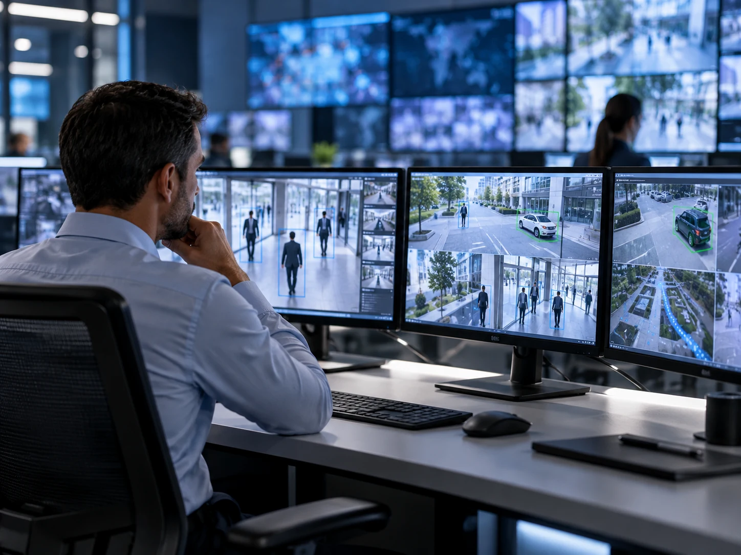 Pantallas de videovigilancia con analítica visual y seguimiento de eventos