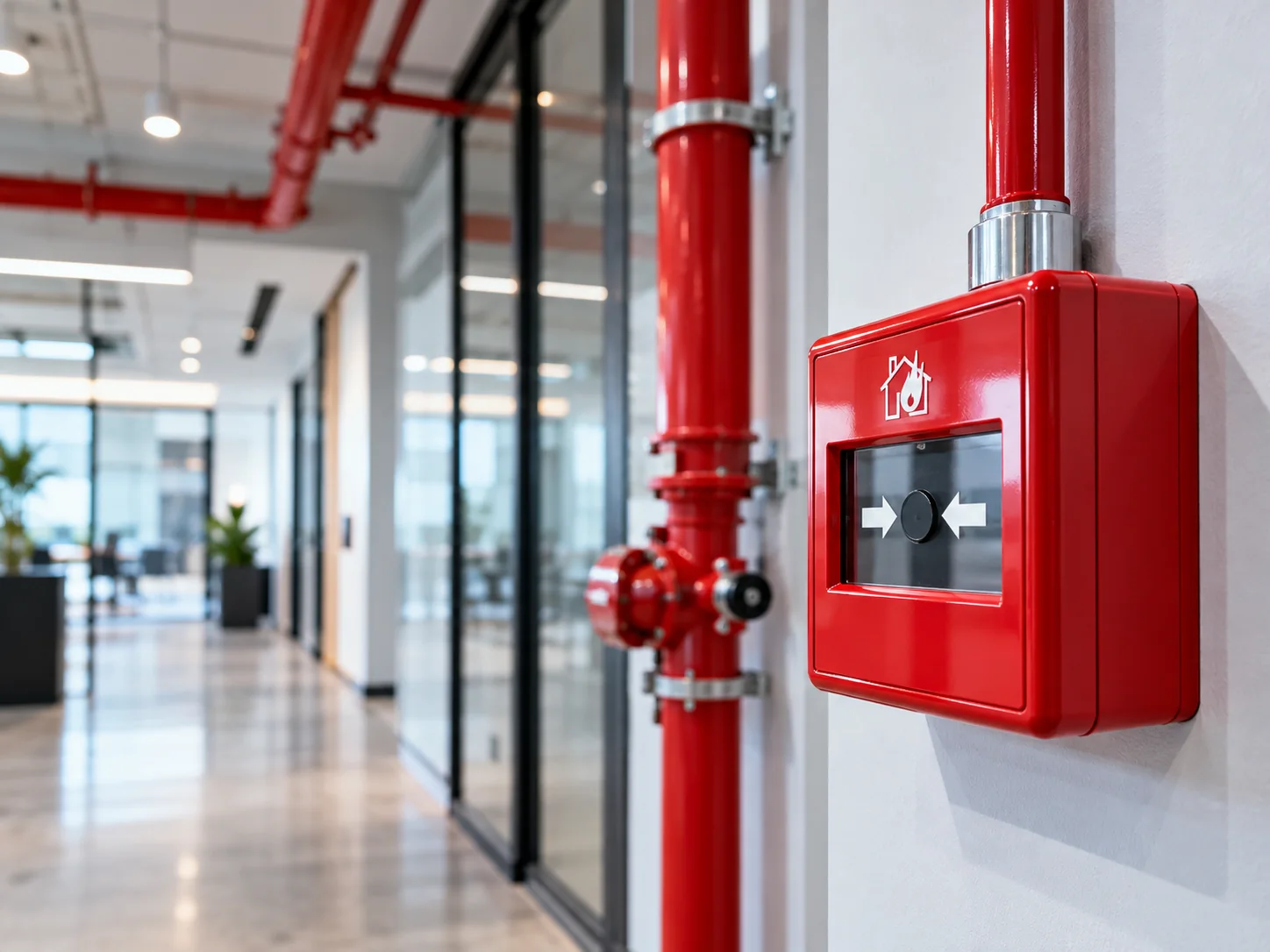 Estación manual roja de alarma contra incendios