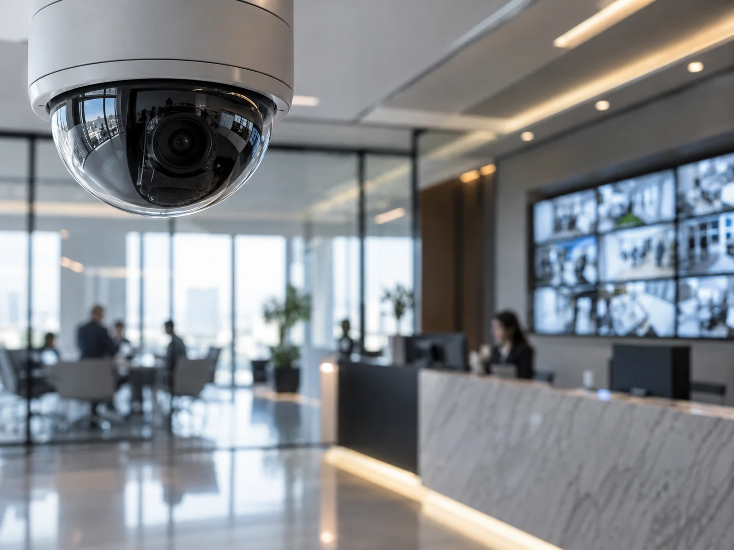 Cámara de videovigilancia en el interior de una empresa moderna
